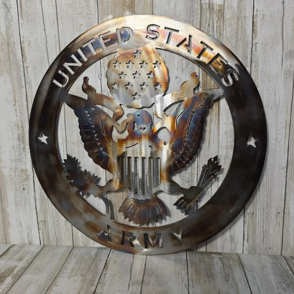 United States Army Metal Wall Art Sign Heat Treated Rainbow Patina USA Made